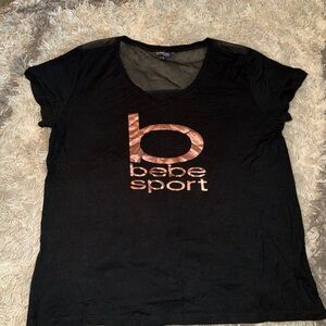 Bebe Sport Black Mesh Top